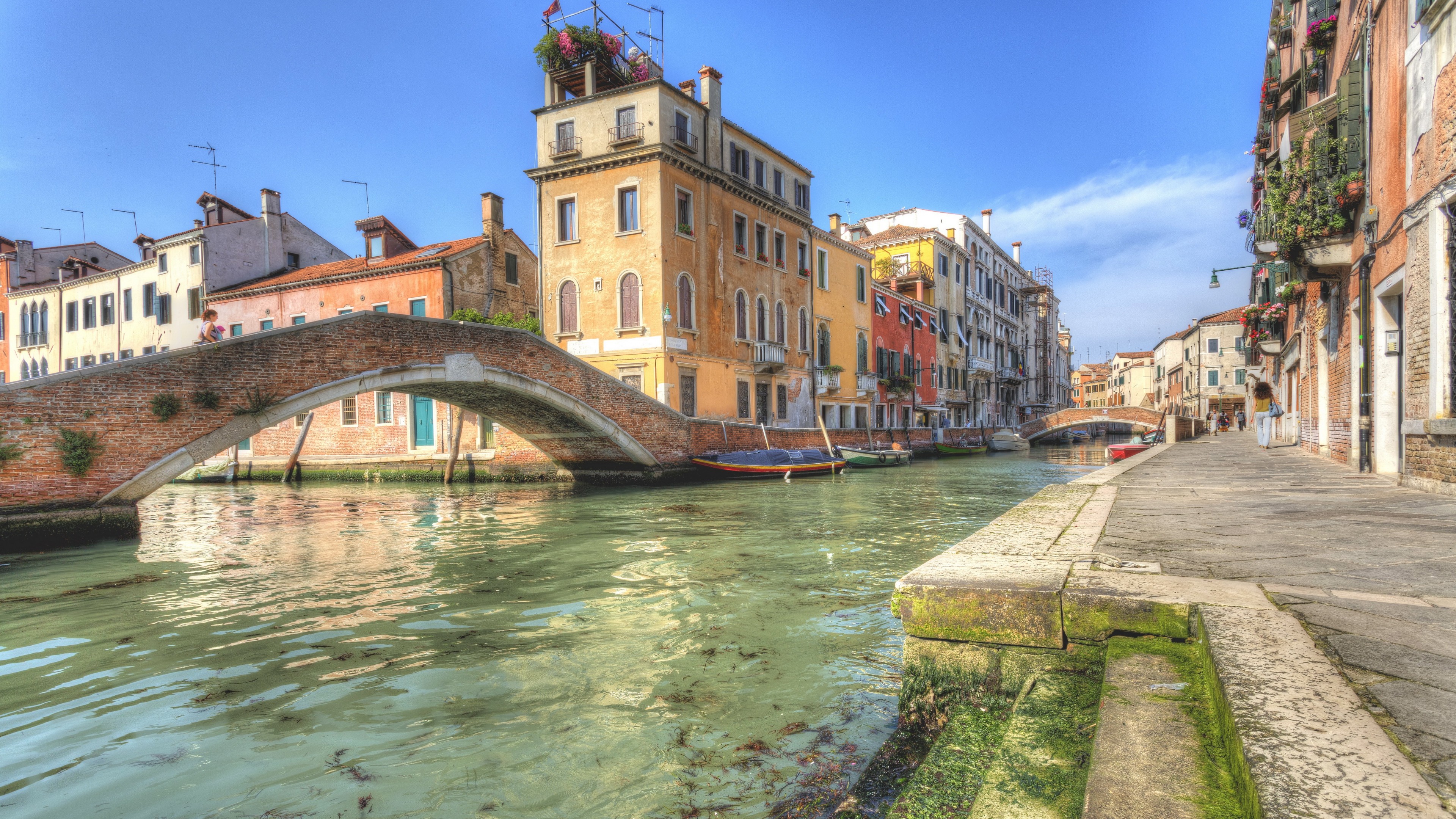 Architecture Building Old Building Water Venice Italy Bridge Street Historic Boat 3840x2160