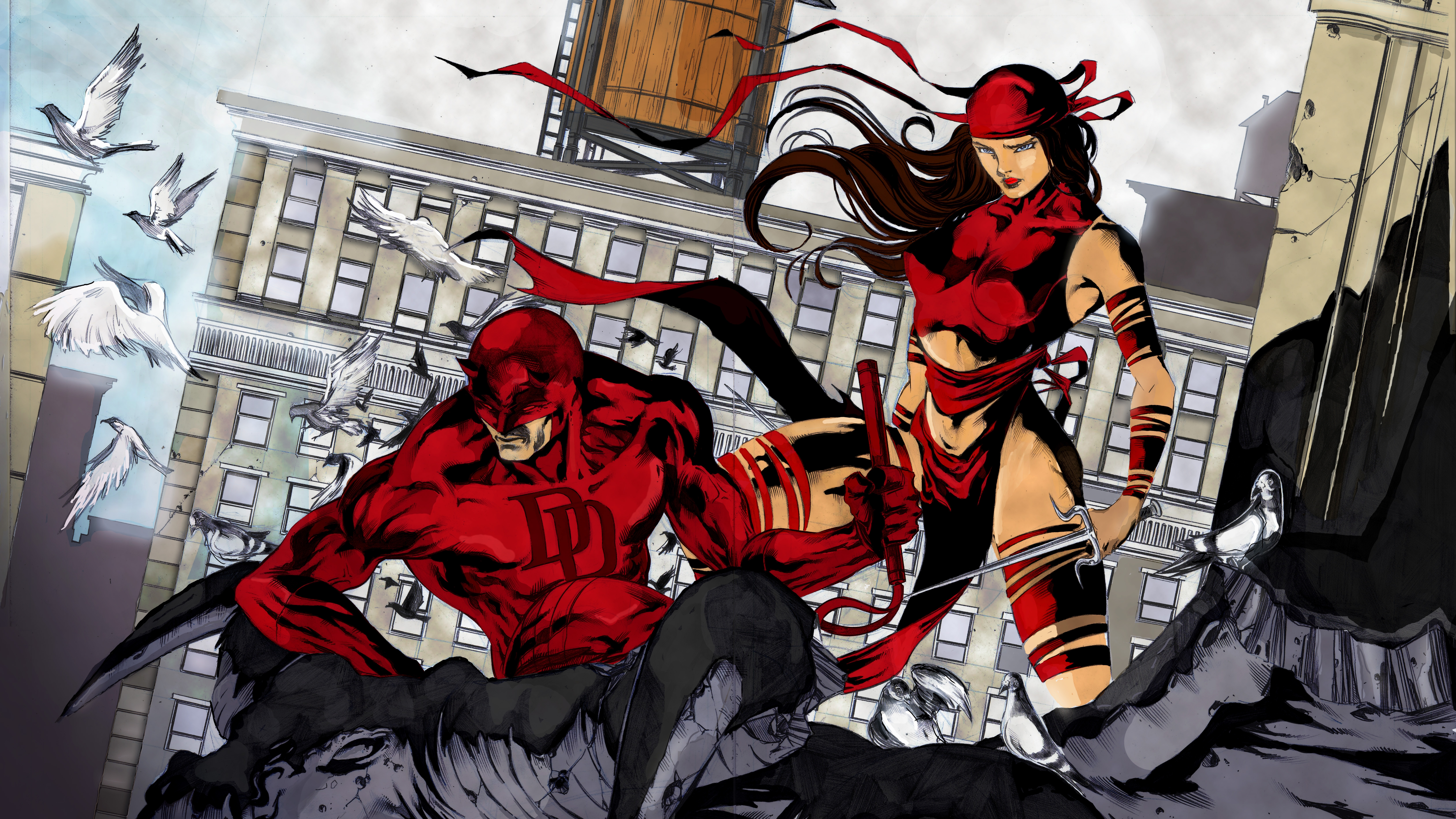 Daredevil Elektra Marvel Comics Matt Murdock 6600x3712