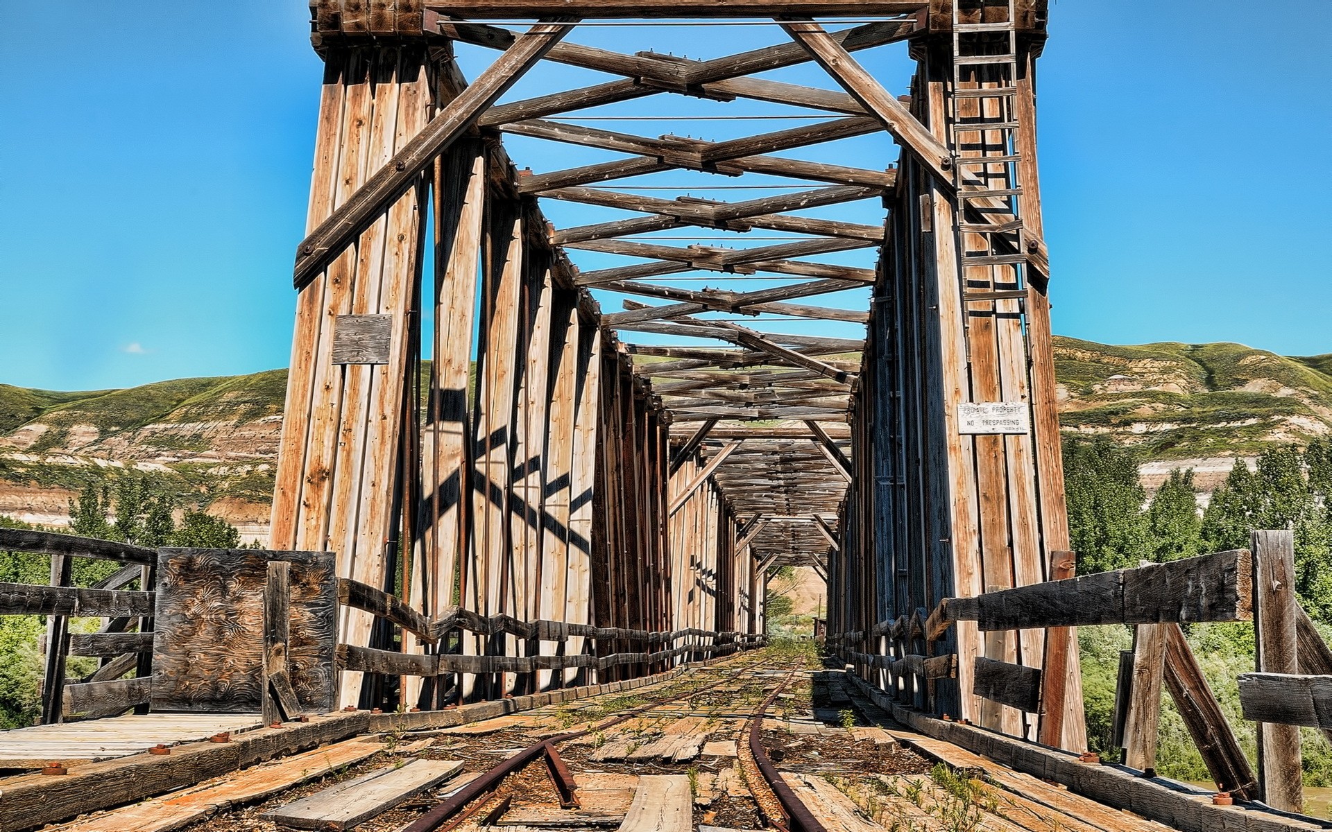 Bridge Railway Abandoned Wood Bridge 1920x1200