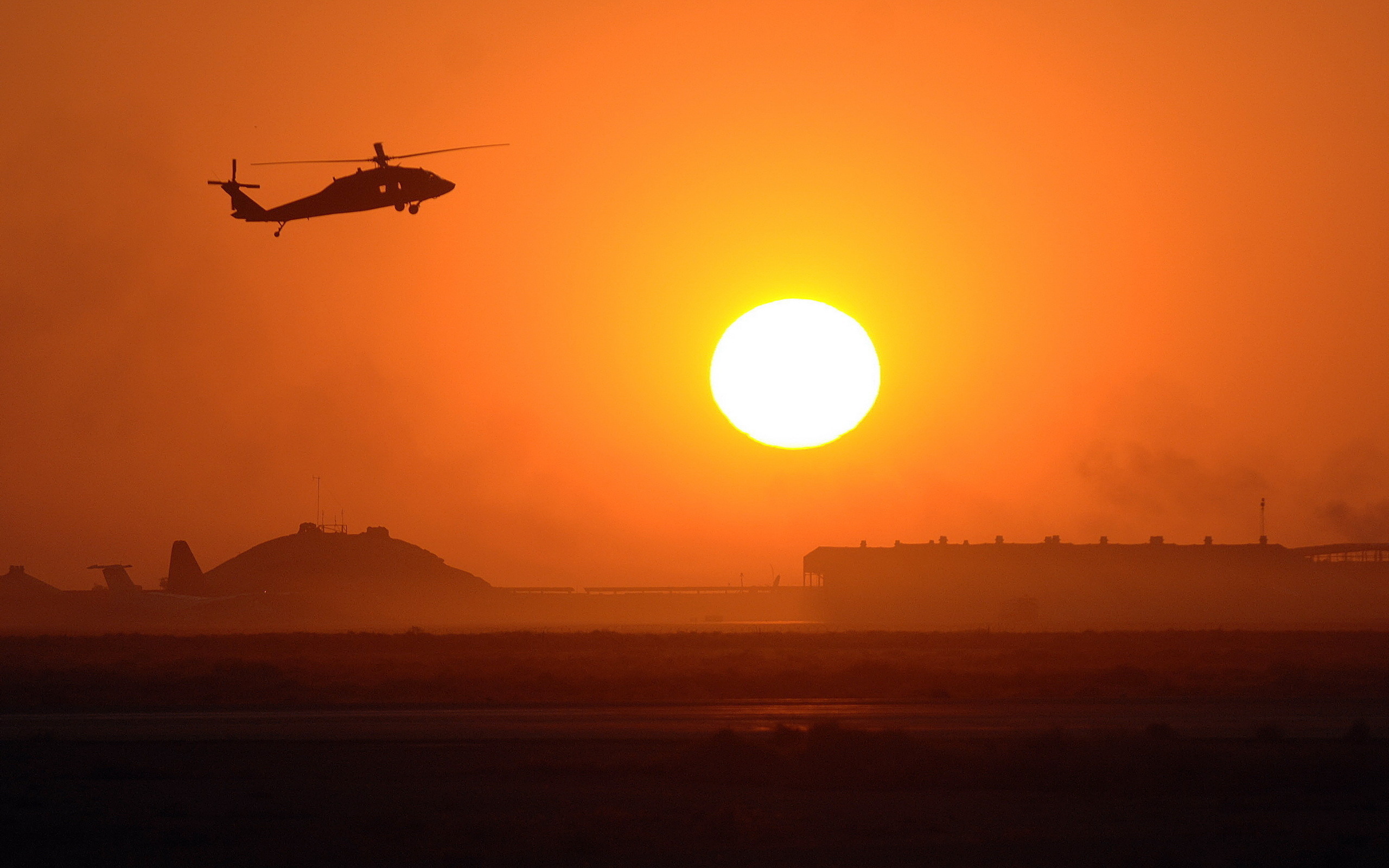 Silhouette Sikorsky UH 60 Black Hawk Sun Sunset Helicopters 2560x1600