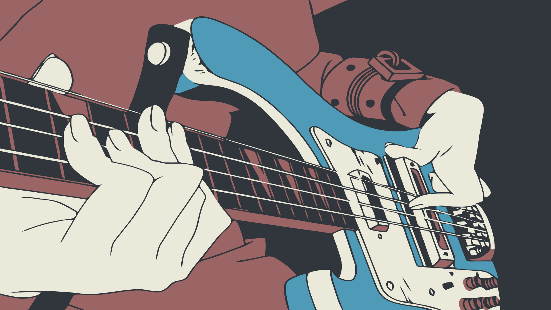 Digital Art Anime FLCL Bass Guitars Haruhara Haruko Musical Instrument Anime Girls Hands 1920x1080
