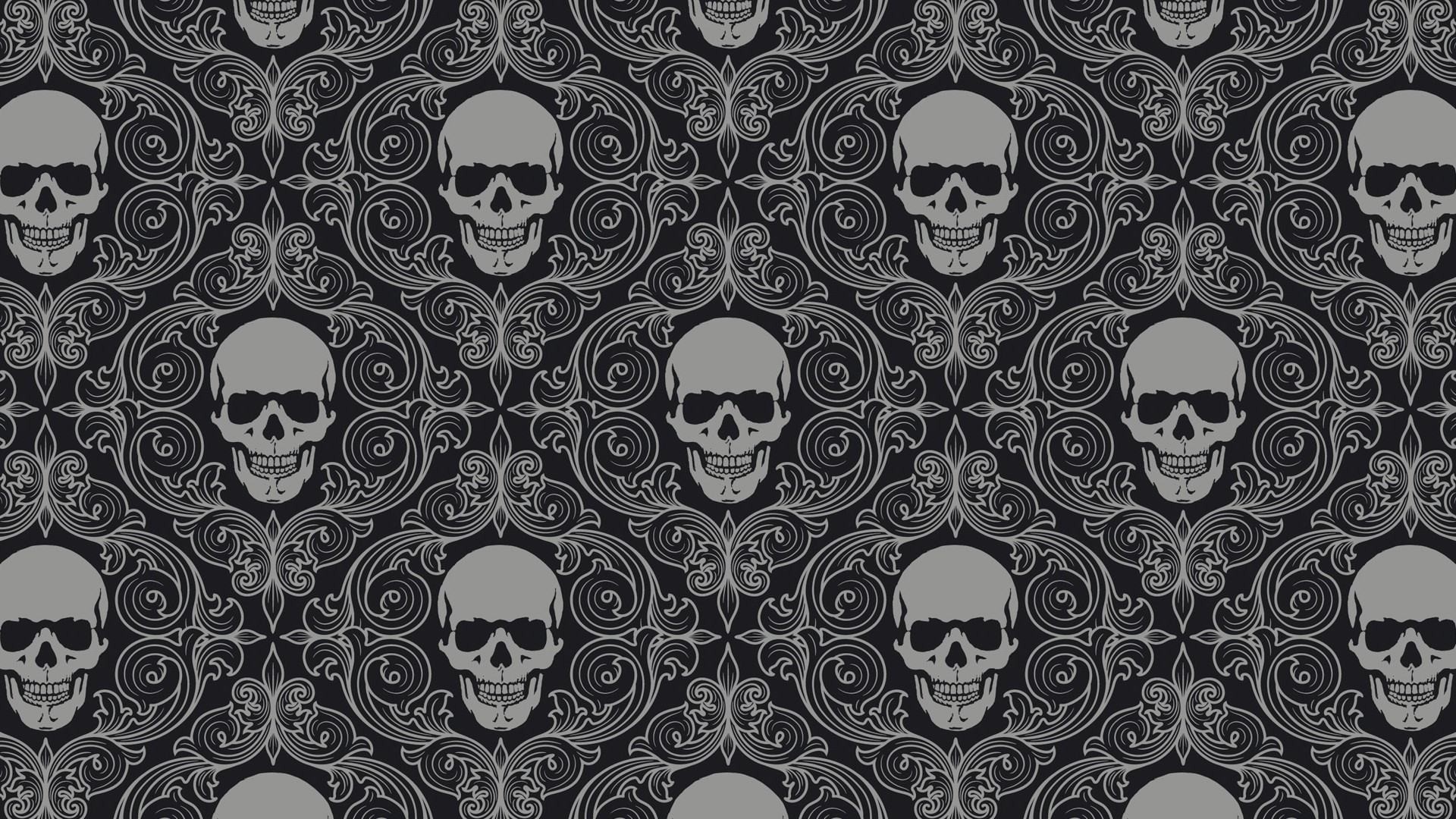 Texture Skull Symmetry Monochrome Digital Art Ornamented 1920x1080