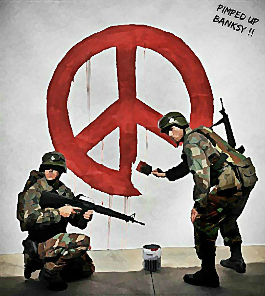 Banksy Street Art Graffiti Peace War Soldier Gun Humor Digital Art 1038x1160