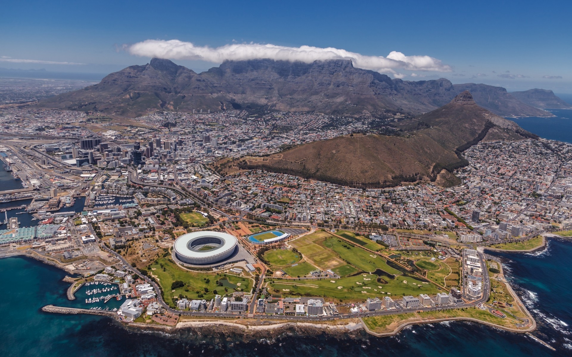 Cityscape Landscape Stadium Cape Town Table Mountain South Africa 1920x1200