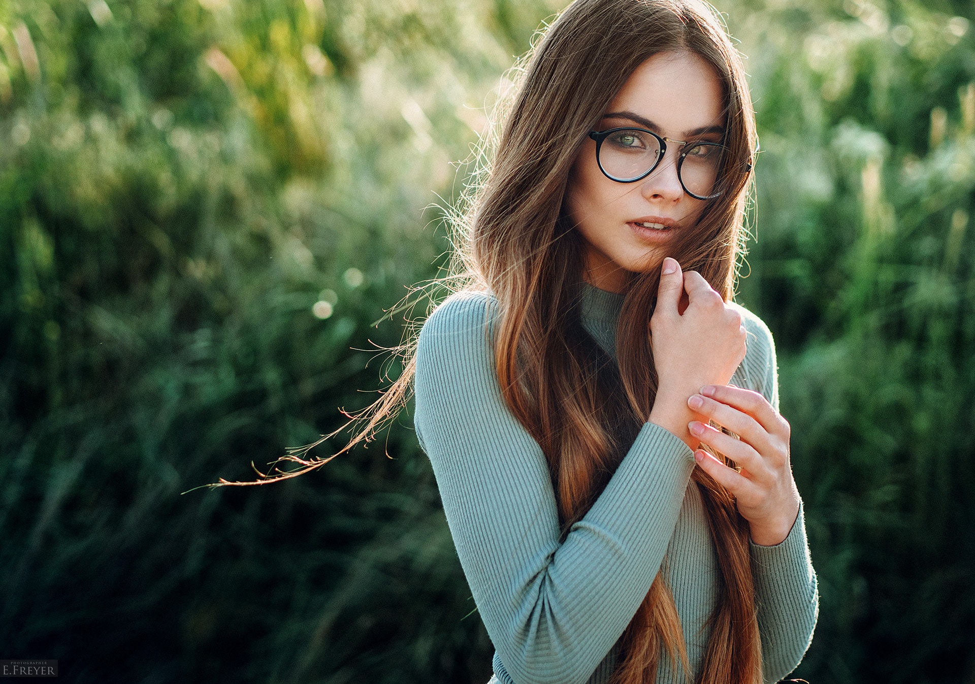 500px Glasses Outdoors Evgeny Freyer Women Long Hair Portrait Women With Glasses Hands Face Katya 1920x1347