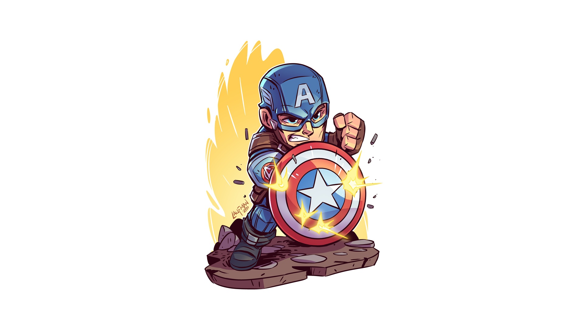 Derek Laufman Captain America Marvel Comics Shield Superhero Simple Background White Background Artw 1920x1080