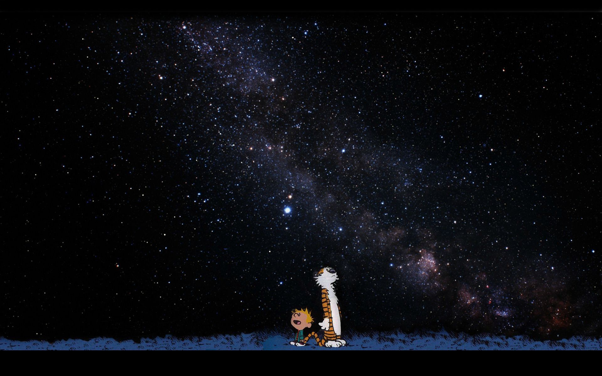 Calvin And Hobbes Cartoon Night Sky Night Sky Stars 1920x1200