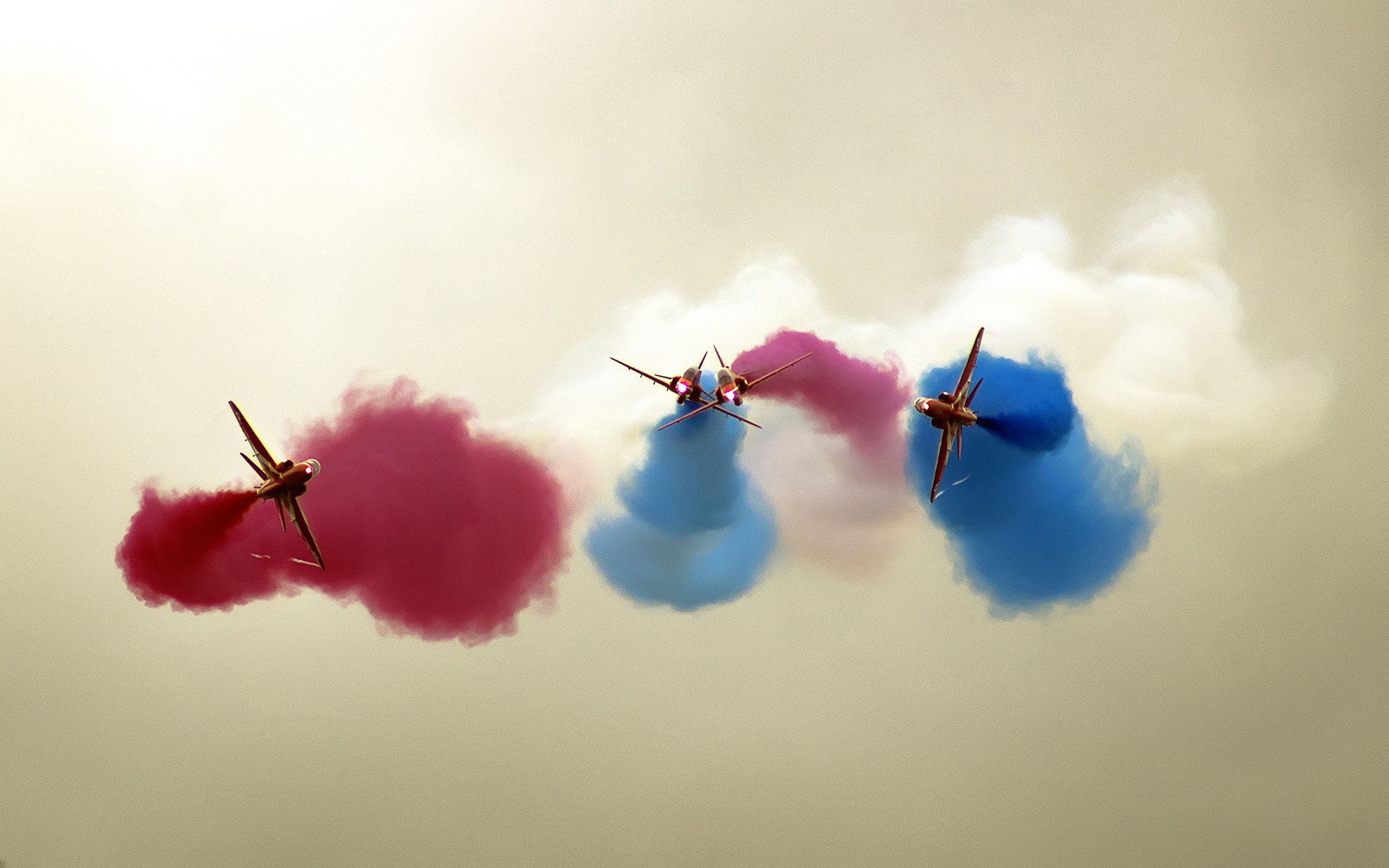 Contrails Airshows Smoke Vehicle Aircraft Red White Blue Planes 1920x1200