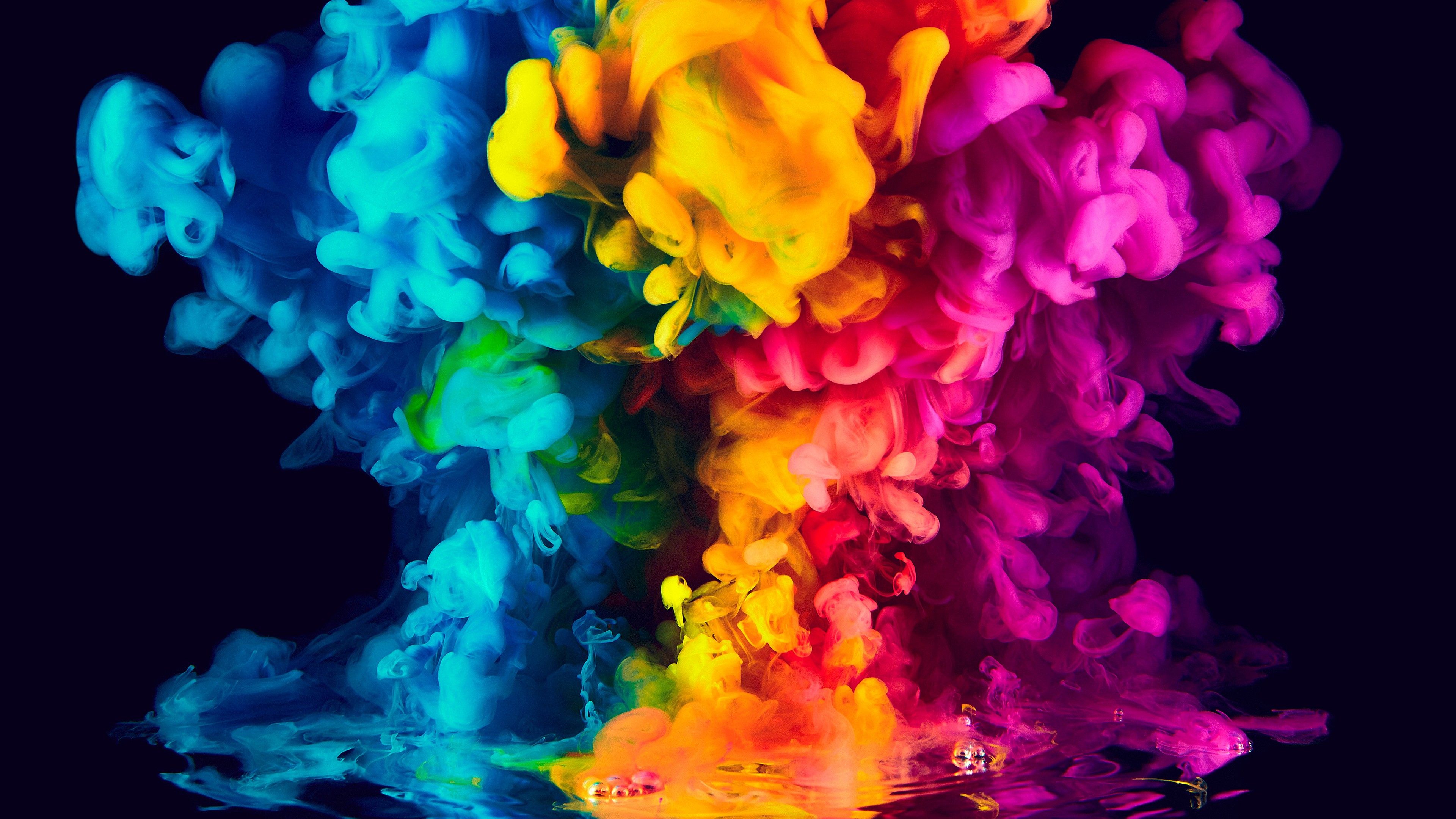 Colorful Ink Smoke Vibrant Cyan Pink Yellow Blue Background CMYK Blue 3840x2160