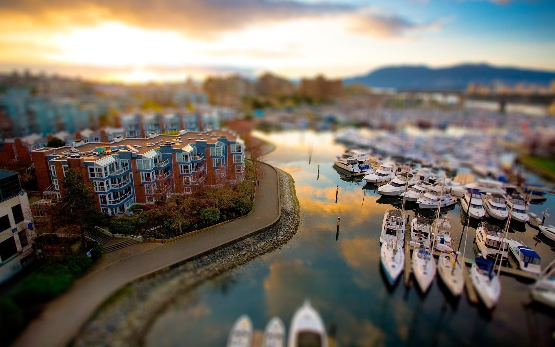 City Tilt Shift Ports Boat Cityscape 1920x1200