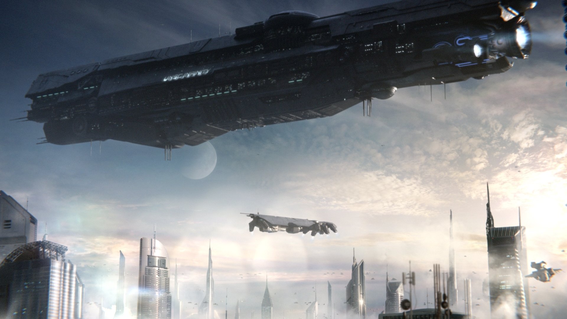 Video Games Halo Science Fiction Spaceship UNSC UNSC Infinity Futuristic City Pelican Halo Halo 5 Gu 1920x1080
