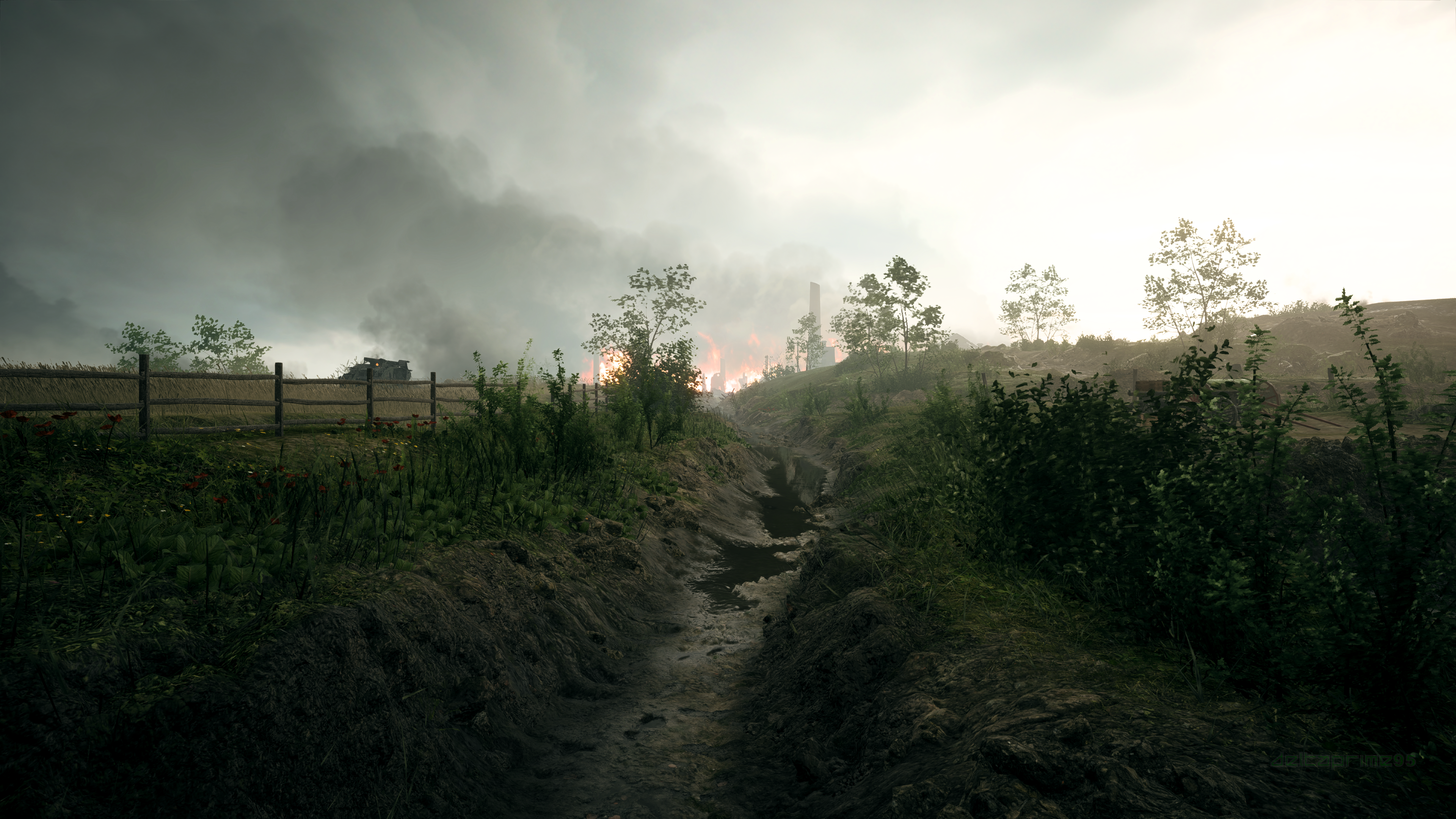 PC Gaming Screen Shot In Game World War I River Somme France Battlefield 1 Trenches Field Destructio 3840x2160