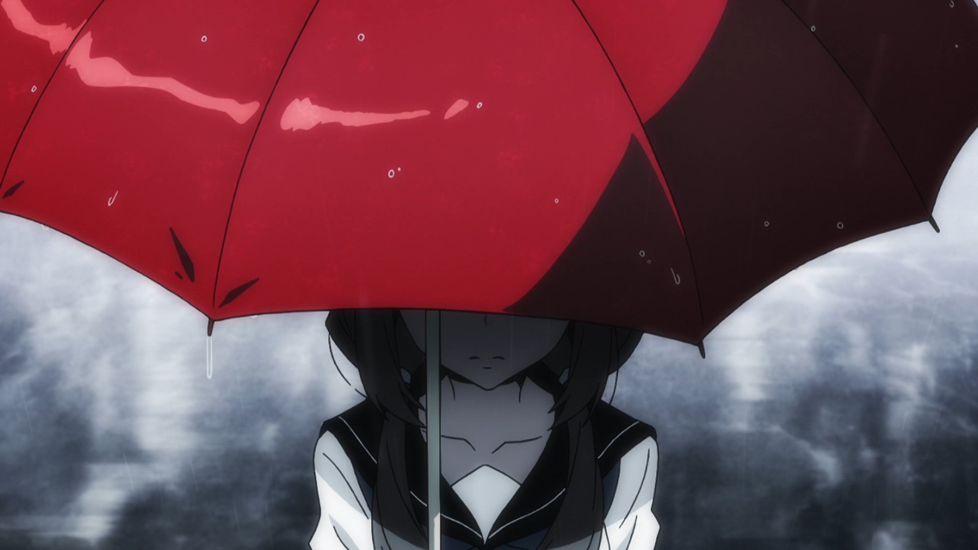 Kiznaiver Umbrella Anime Girls Red Rain Anime 1920x1080