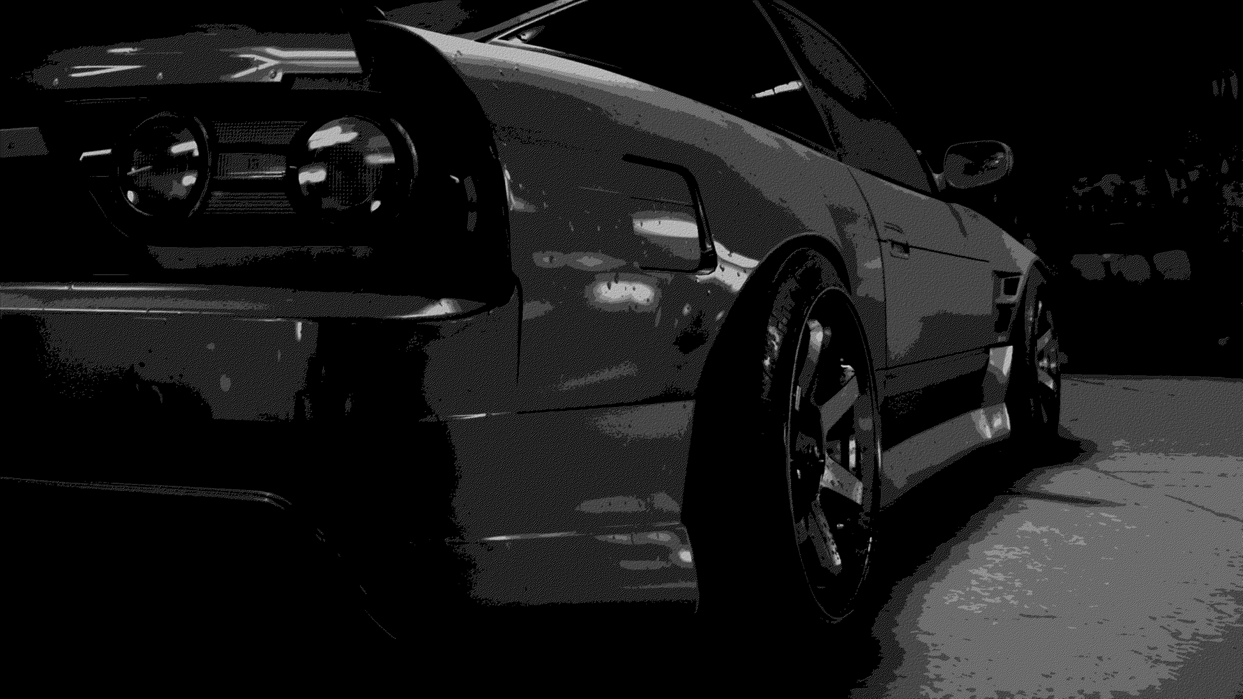 Monochrome Black Car Nissan 180SX Need For Speed 2560x1440