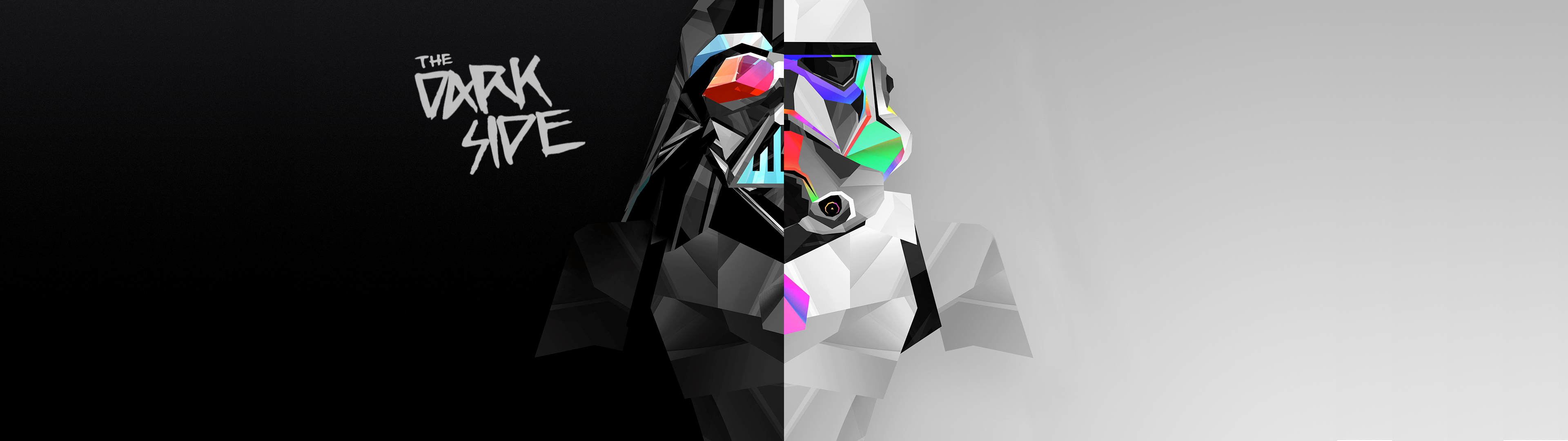Multiple Display Dual Monitors Abstract Digital Art Stormtrooper Darth Vader Dark Side Star Wars Sta 3840x1080