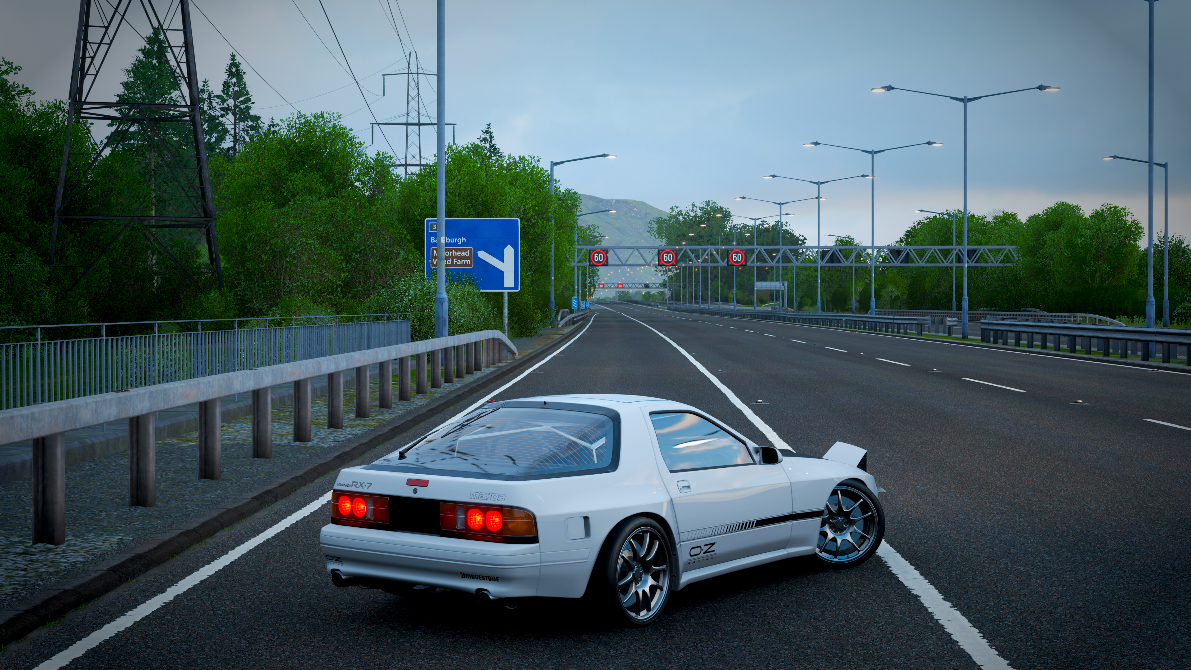 Car Forza Horizon 4 Forza Vehicle Mazda RX 7 Mazda Mazda RX 7 FC Pop Up Headlights White Cars Highwa 3840x2160