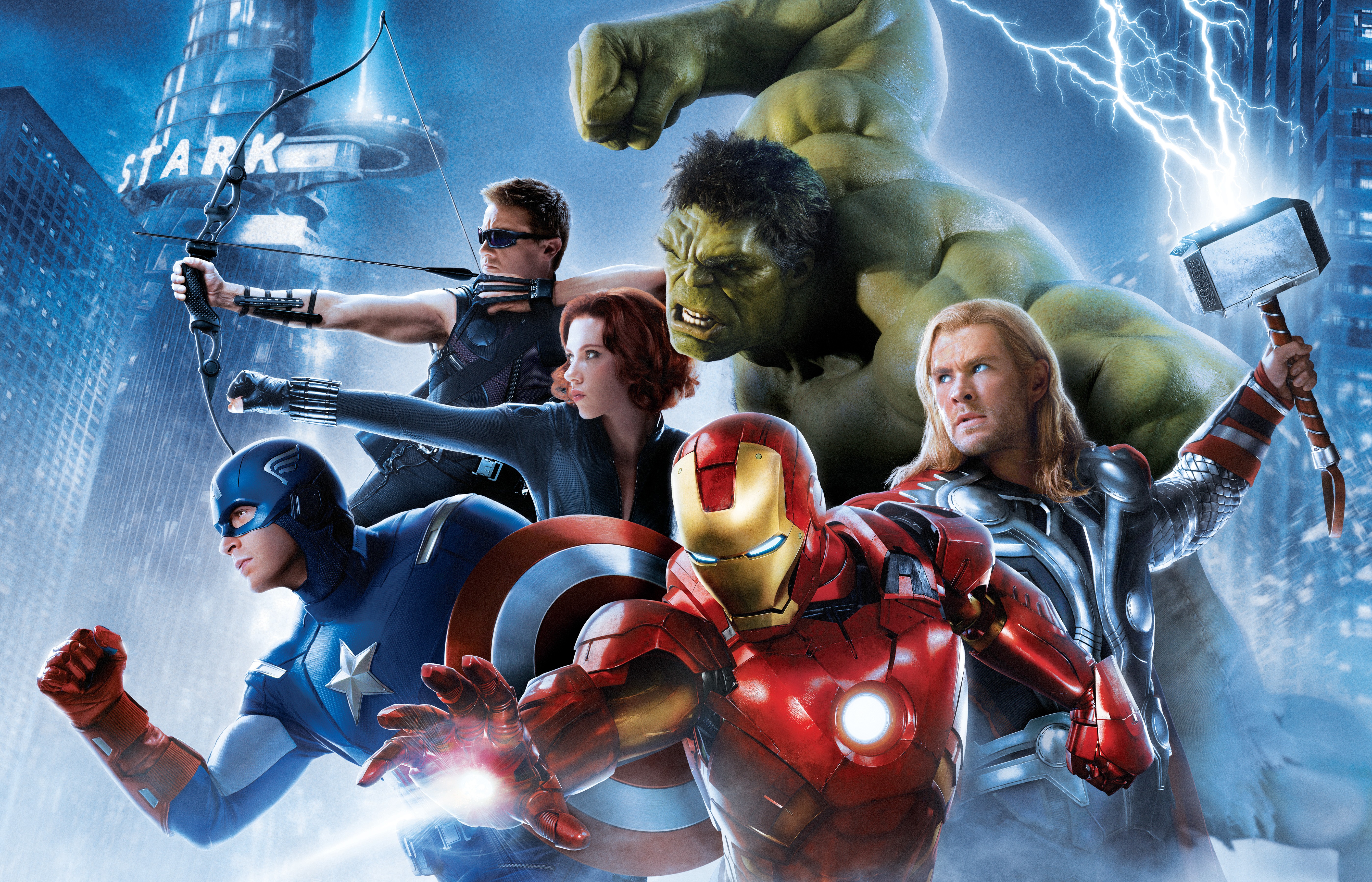Iron Man Thor Hulk Hawkeye Black Widow Captain America Jeremy Renner Chris Evans Chris Hemsworth Sca 5597x3600