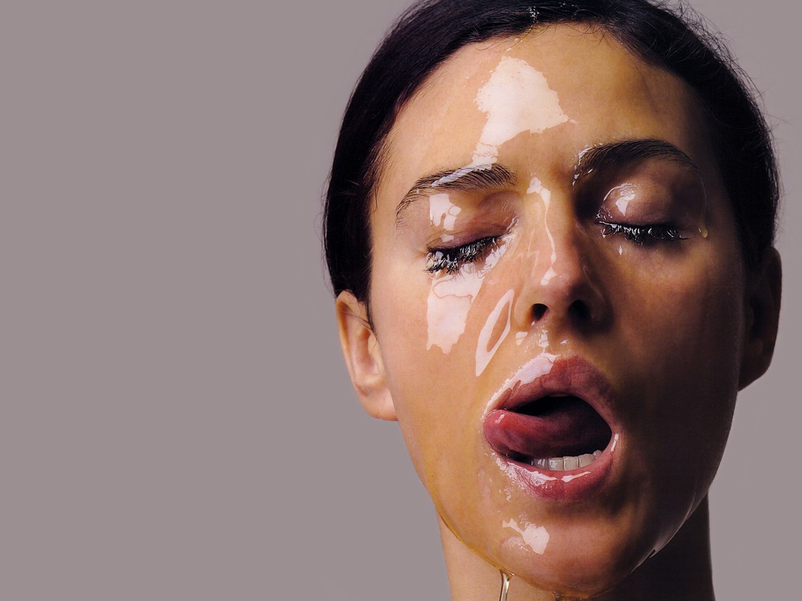 Monica Bellucci Actress Licking Lips Honey Closed Eyes 1600x1200