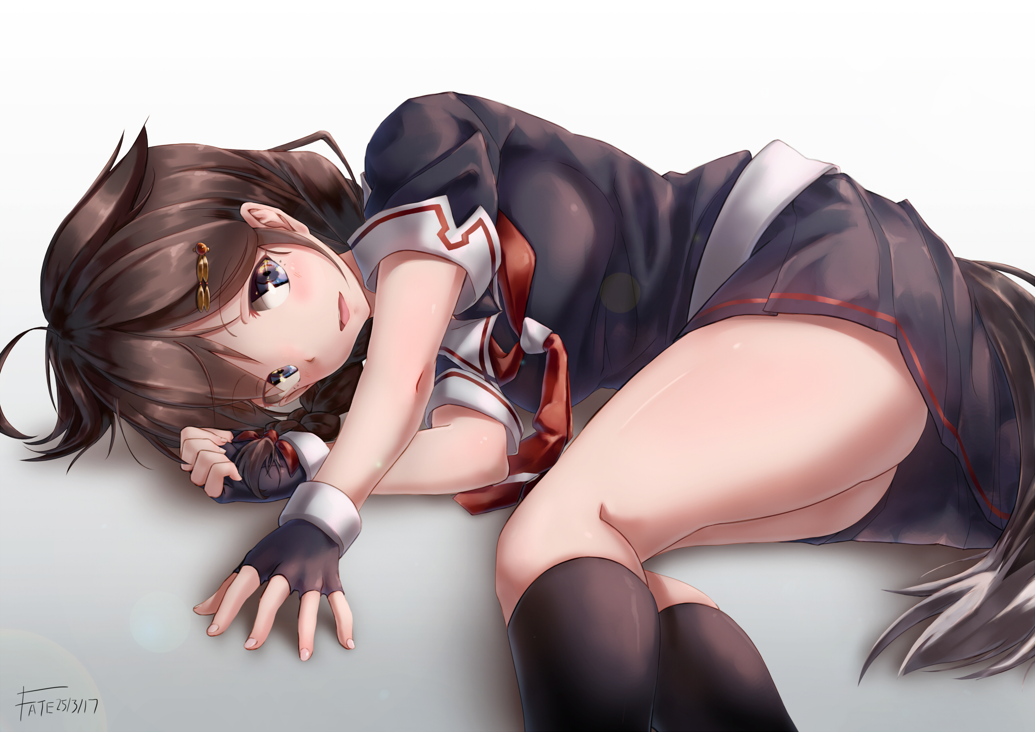 White Background Anthropomorphism Blue Eyes Kantai Collection Shigure KanColle 2121x1500