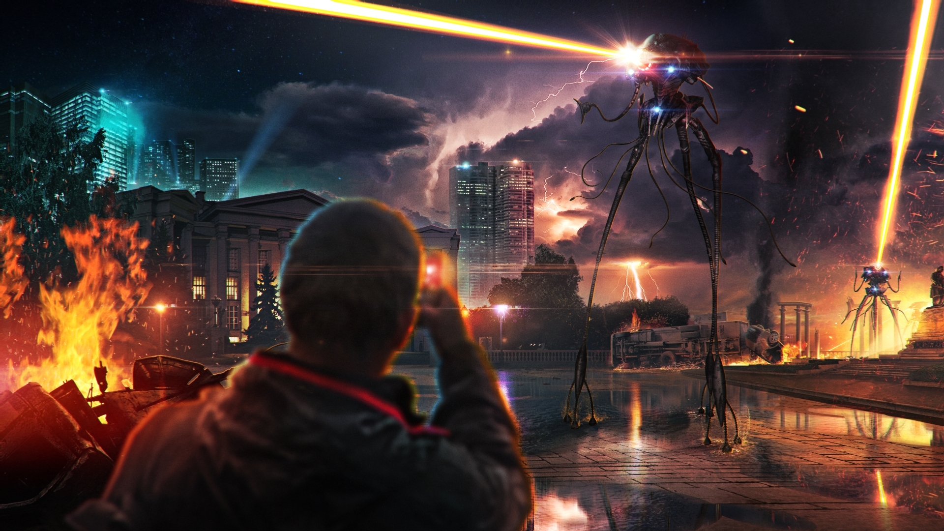 Movies War Of The Worlds Apocalyptic Digital Art Science Fiction Fire 1920x1080