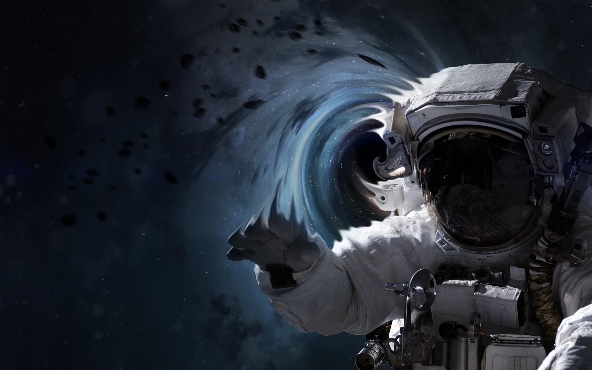 Space Art Space Astronaut Black Holes Digital Art Vadim Sadovski Spacesuit 2048x1280