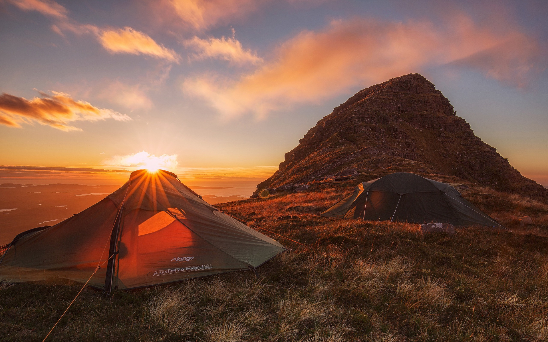 Camping Tent Sunset Mountain 1920x1200