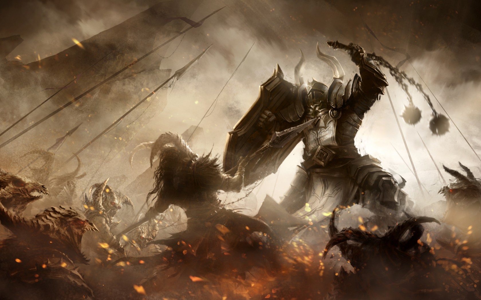 Diablo Iii Diablo Video Games Fantasy Art Digital Art Warrior Crusader Diablo 1680x1050