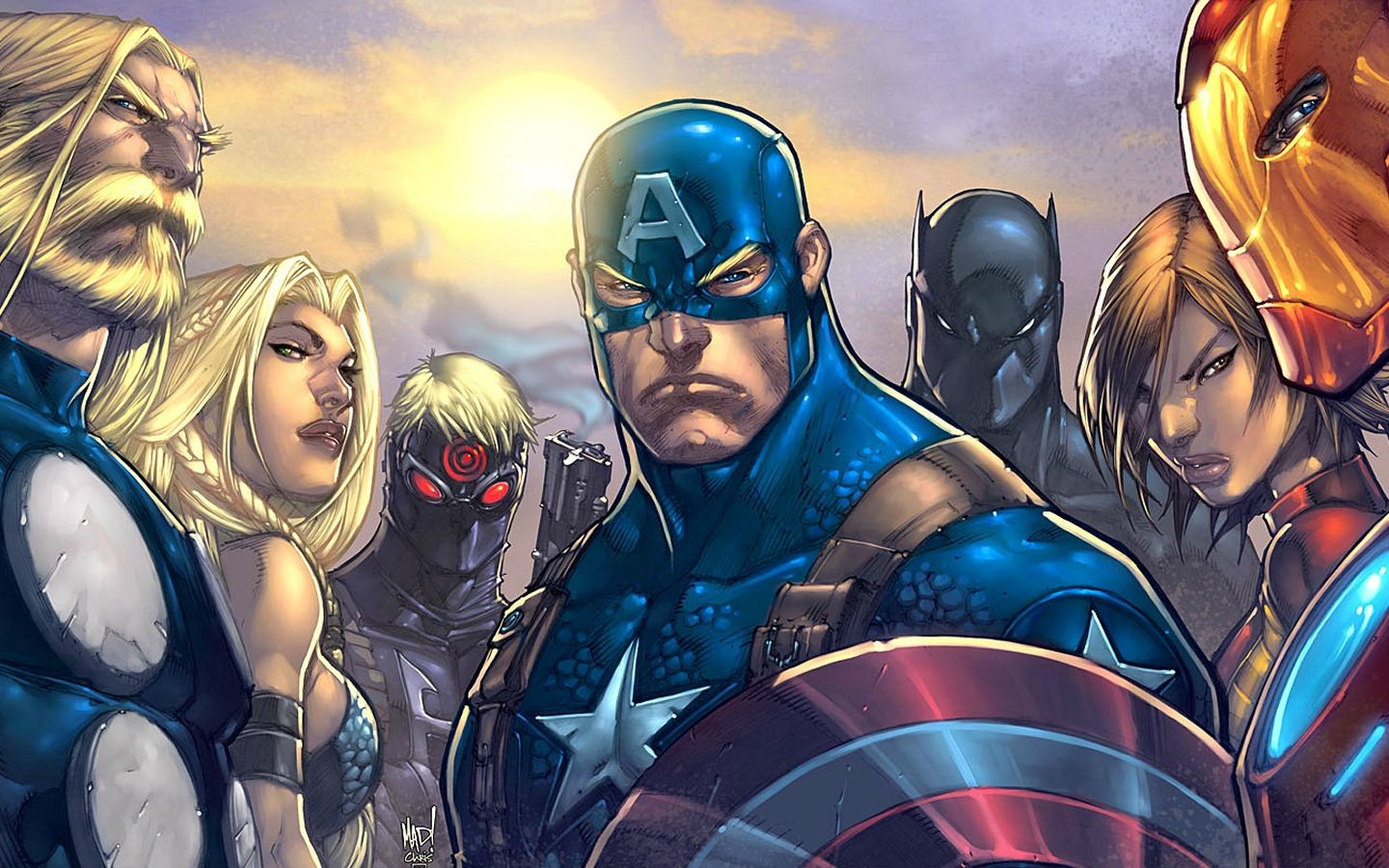 Superhero Iron Man Captain America Black Panther Hawkeye Thor Janet Van Dyne Marvel Comics Comics Th 1440x900