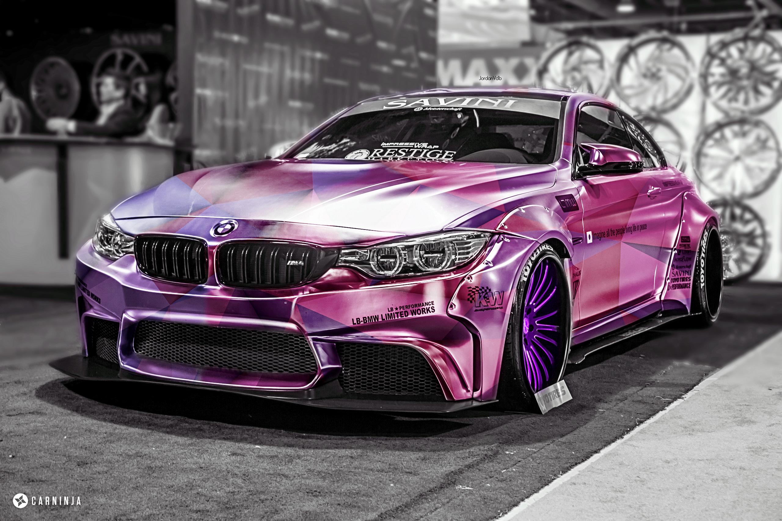 BMW Photo Manipulation Car Vehicle BMW M4 Coupe Pink Selective Coloring BMW F80 F82 F83 Colored Whee 2560x1707