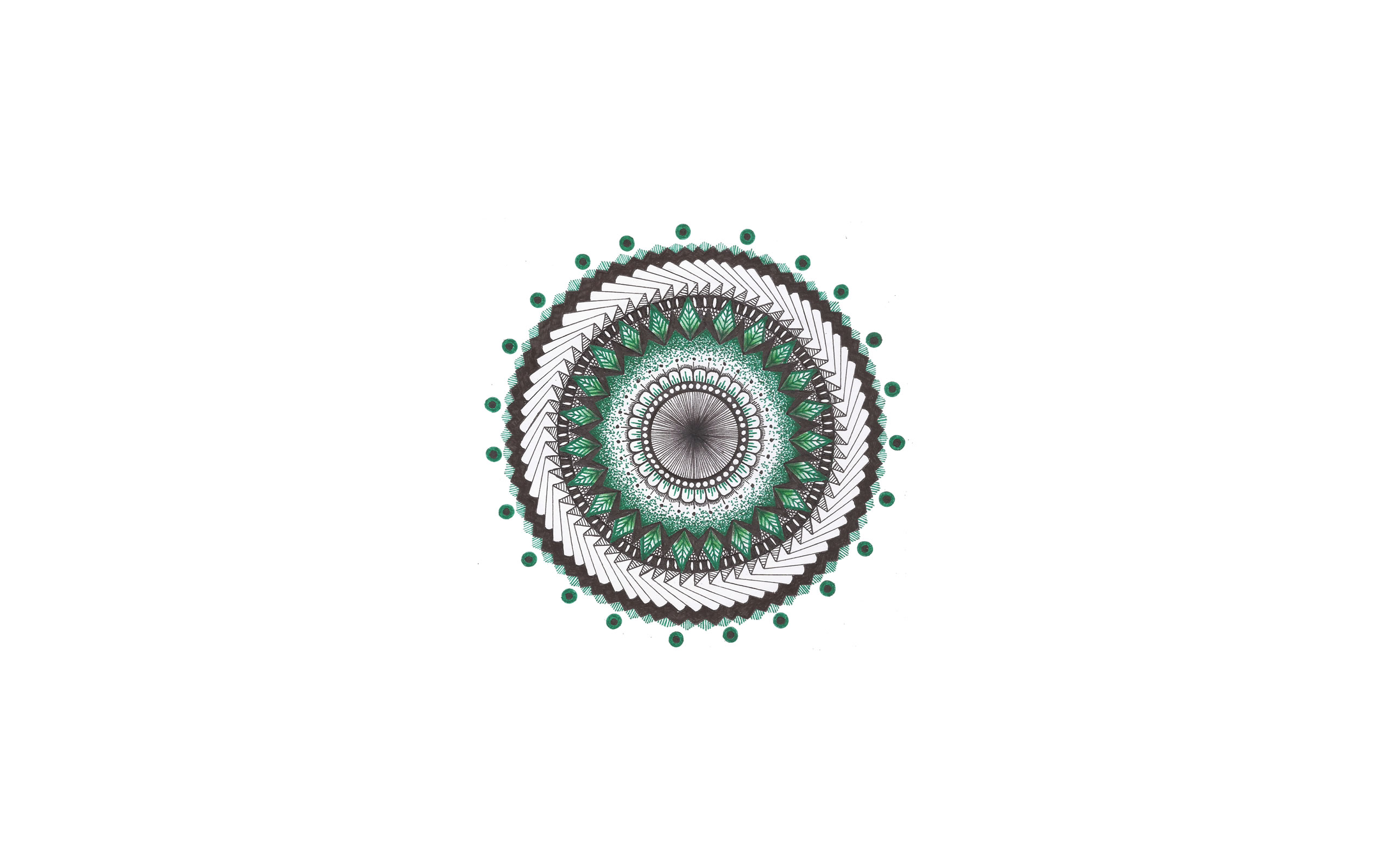 Simple Background Mandala Artwork Traditional Art Ink Drawing Simple Colors Album White Background 2560x1600