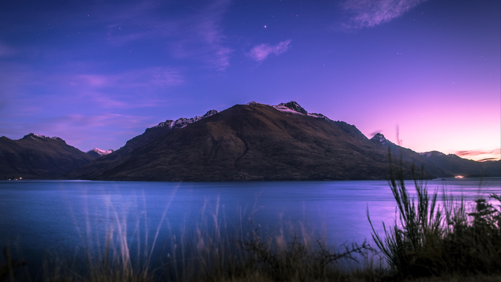 Mountains Lake Lake Wakatipu New Zealand Purple 1920x1080