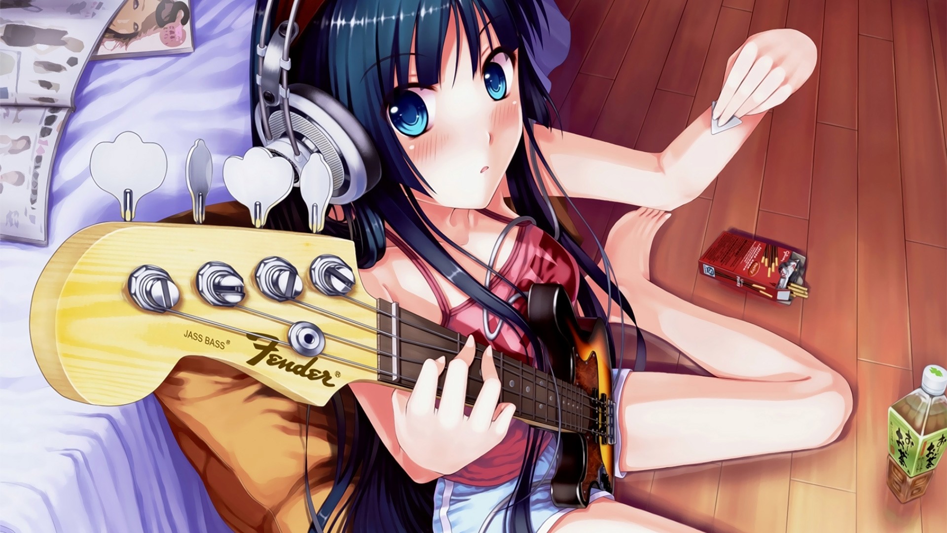 K ON Anime Girls Anime Akiyama Mio Bass Guitars Music Guitar 1920x1080