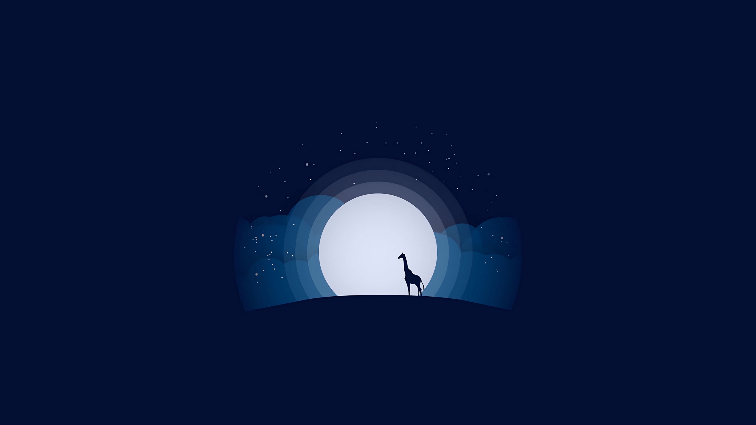 Blue Background Simple Background Minimalism Digital Digital Art Artwork Moon Moon Rays Moonlight Ni 2560x1440