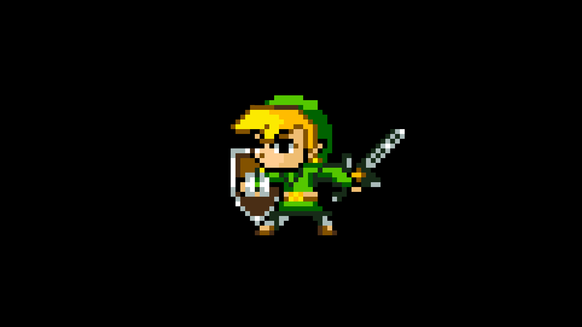 8 Bit The Legend Of Zelda Link Minimalism Pixels Video Games Simple Background Black Background Retr 1920x1080