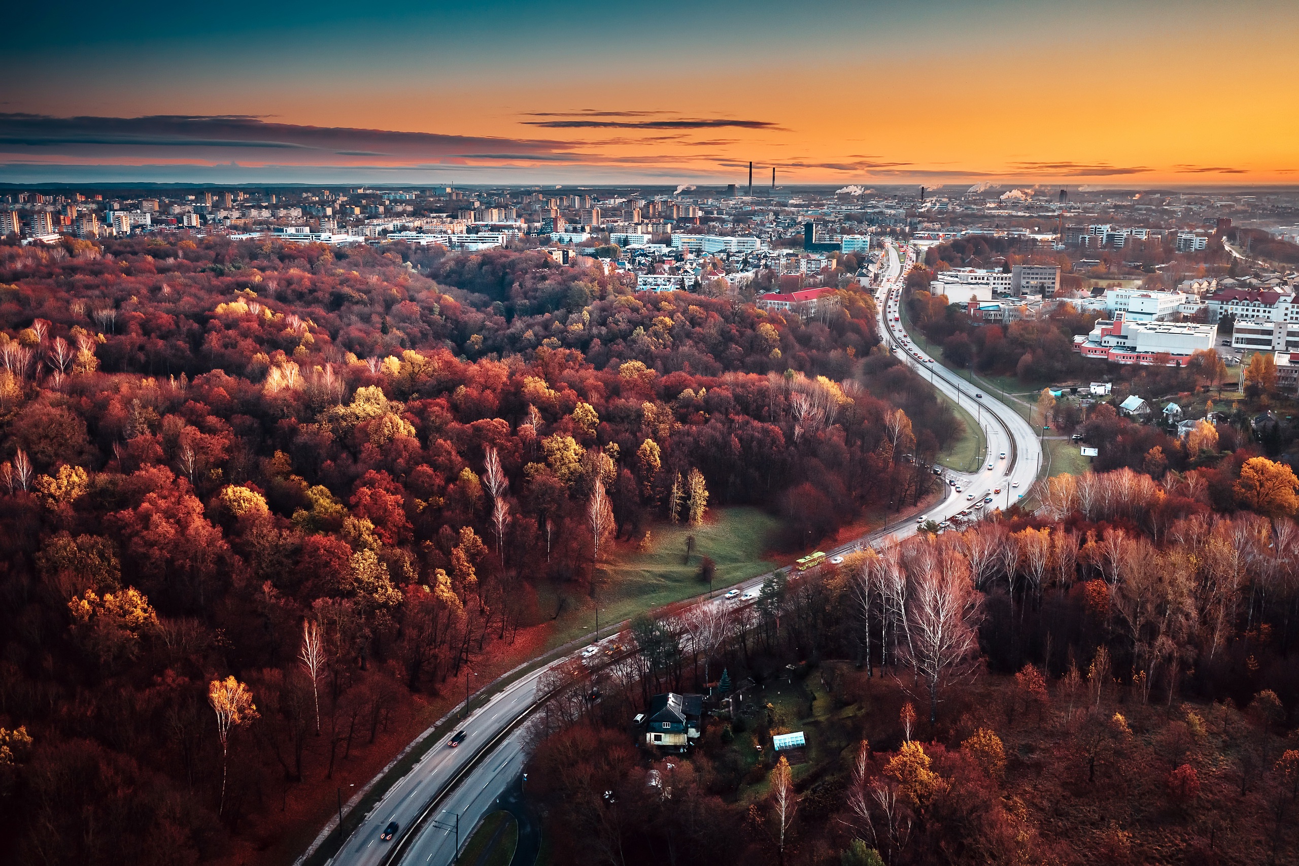 Lithuania Fall Aerial View Kaunas 2560x1706
