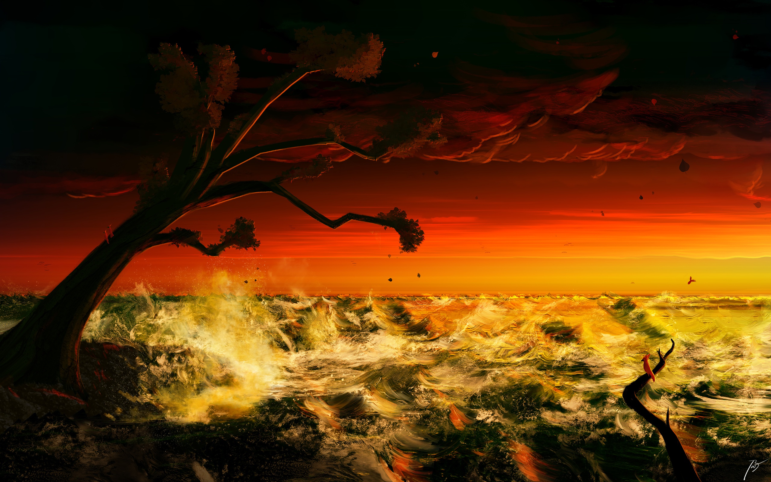 Dark Sky Sunlight Nature Sea Digital Art Joey Jazz 2560x1600