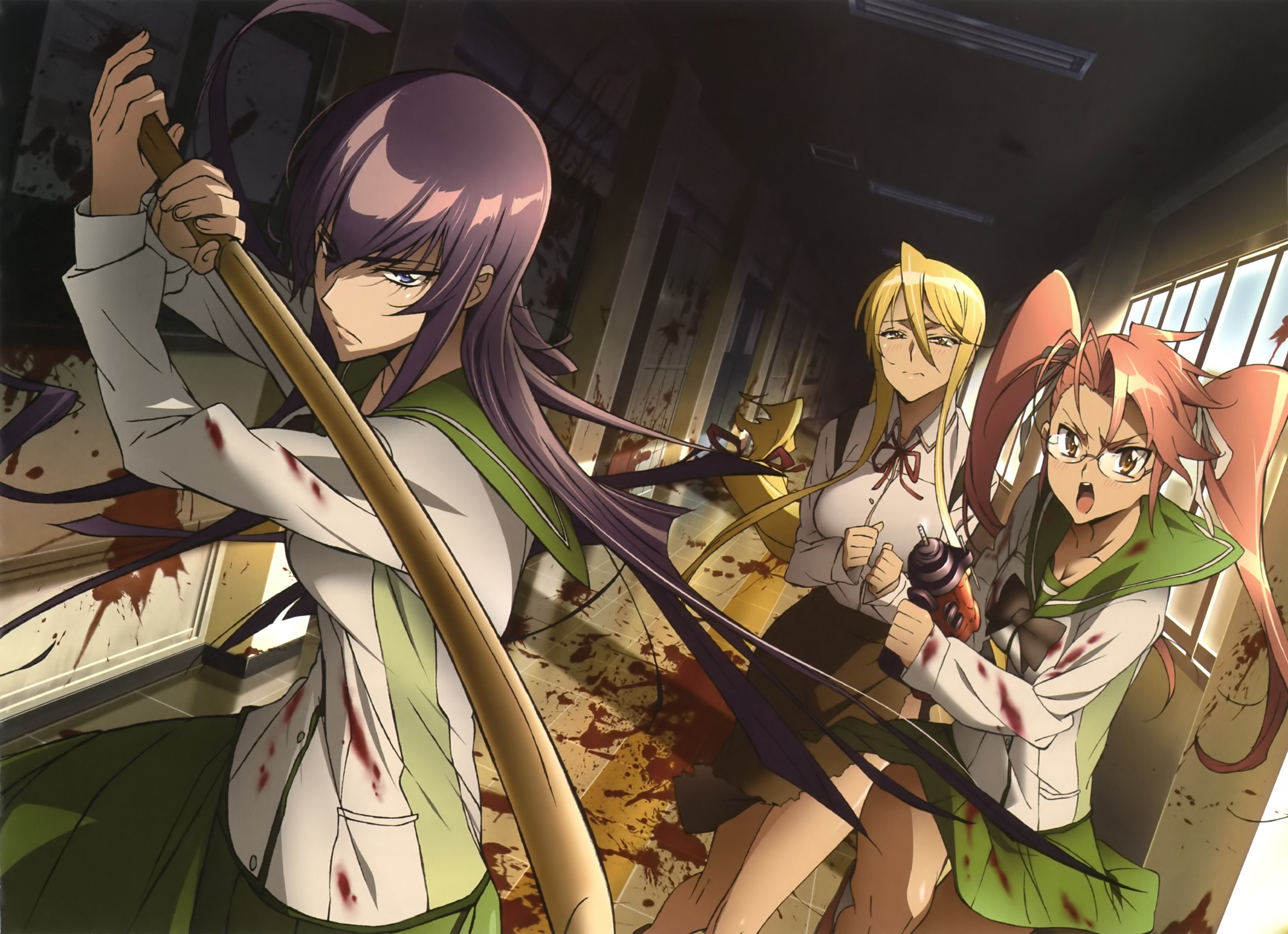 Anime Girls Highschool Of The Dead Busujima Saeko Marikawa Shizuka 3291x2388