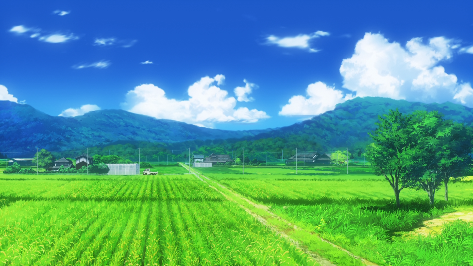 Non Non Biyori Field Anime Landscape Sky 1920x1080