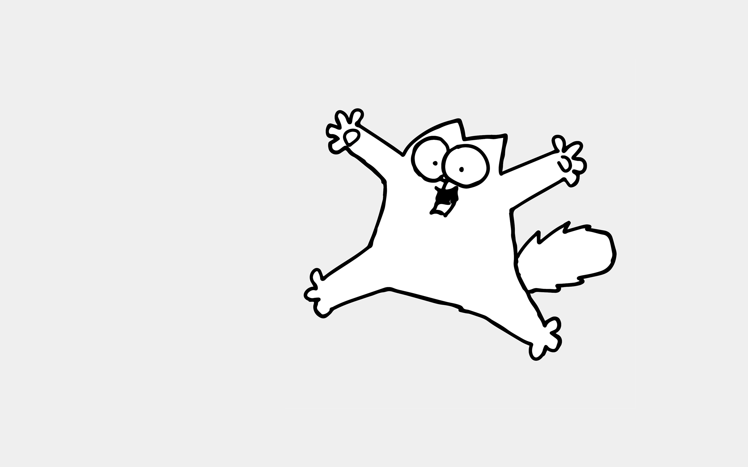 Simons Cat Comics Cats Drawing Monochrome Simple Background Simple White Background 2560x1600
