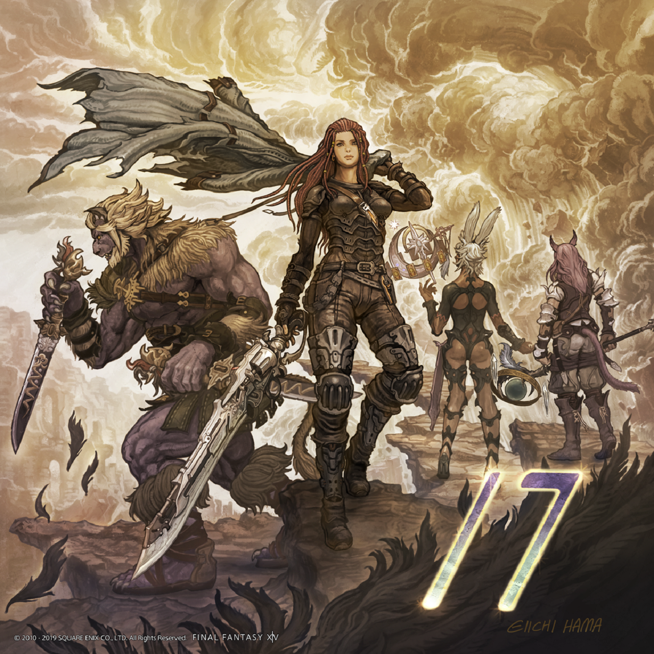 Final Fantasy XiV A Realm Reborn Video Game Art Clouds Cape Staff Sword Viera Numbers Square Enix Fi 1280x1280