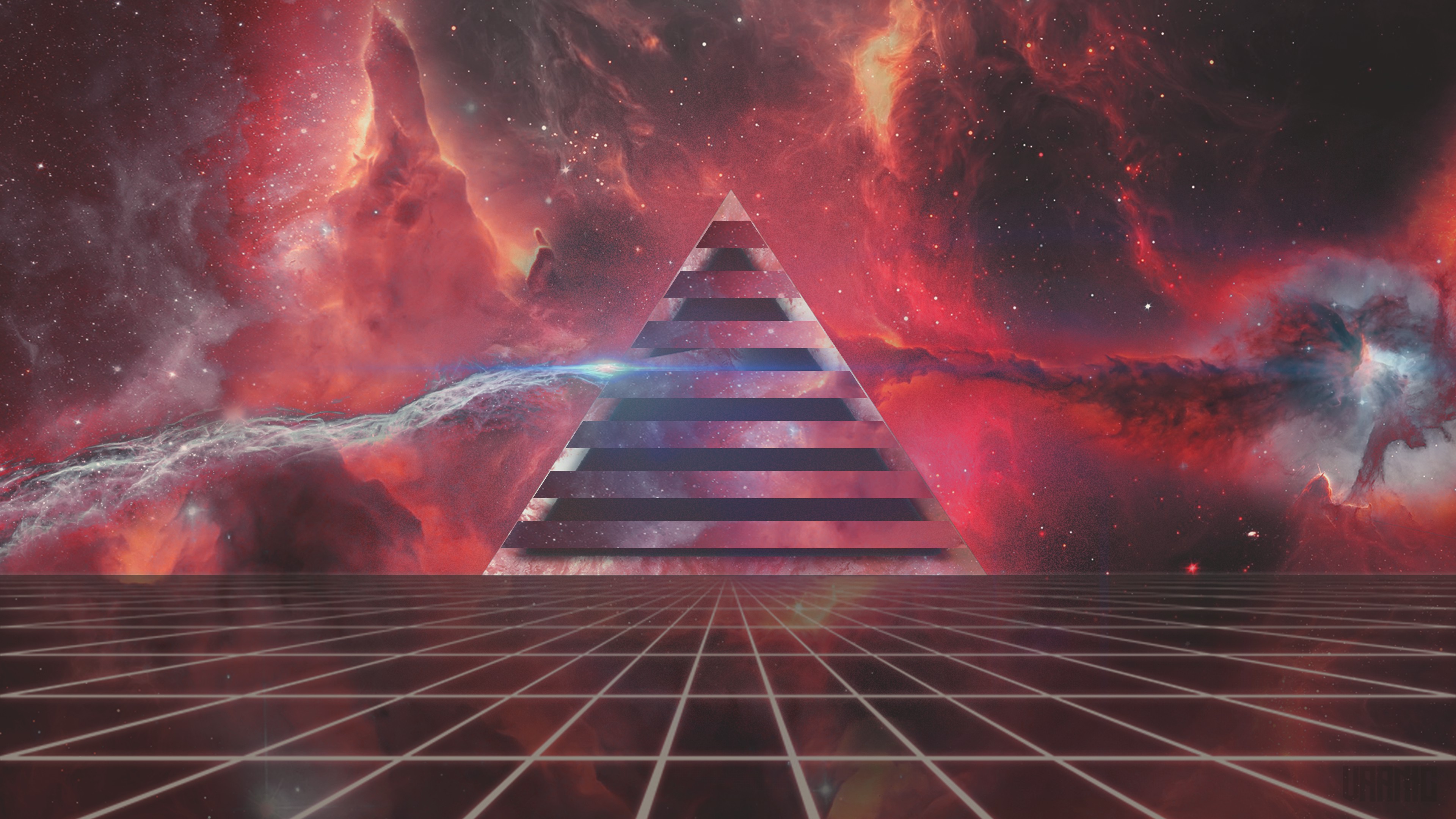 Retro Style The Dark Side Of The Moon Pink Floyd Triangle Neon Andromeda 3840x2160