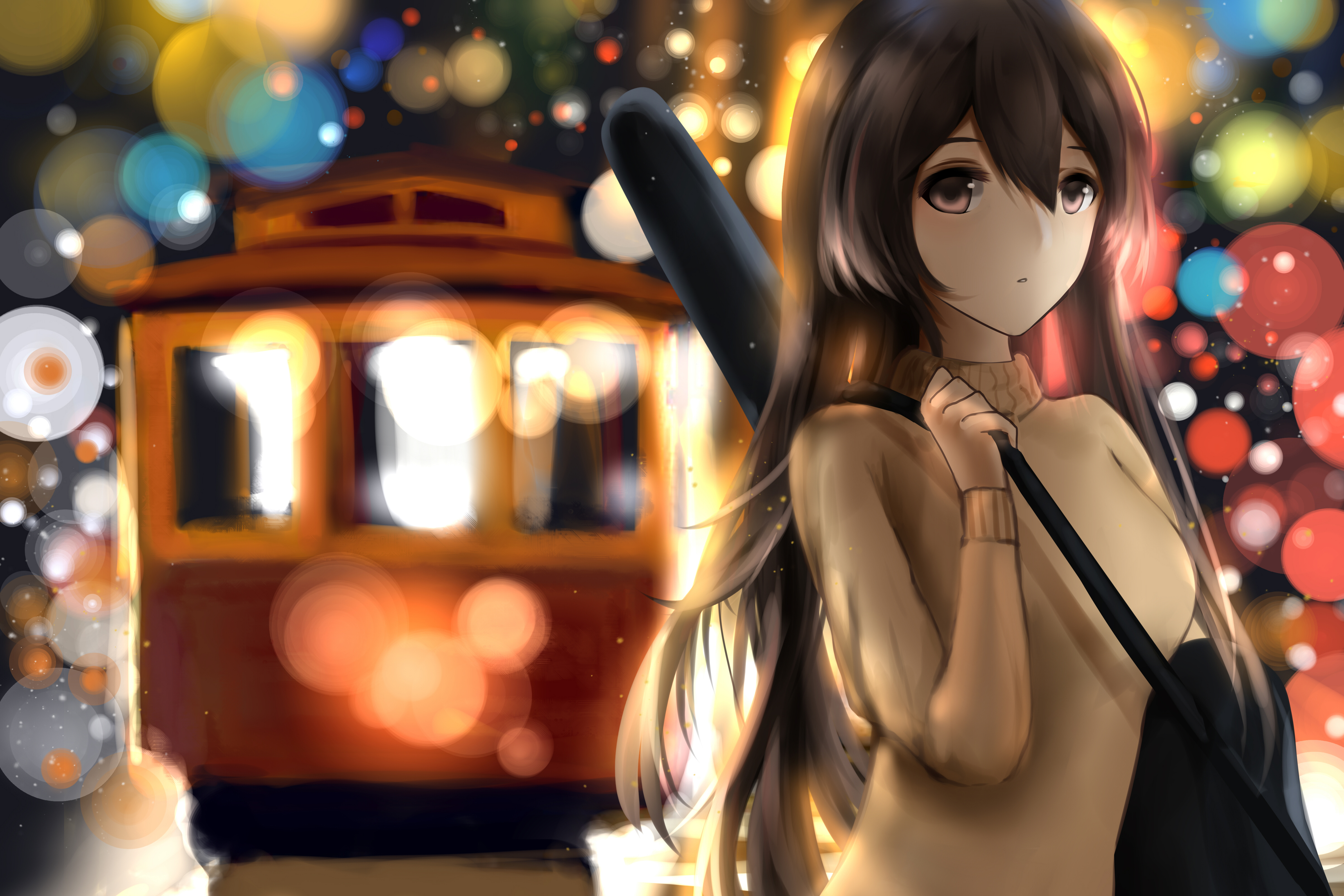 Girls Avenue Anime Girls Looking At Viewer Night Colorful Sweater Long Hair 4096x2731