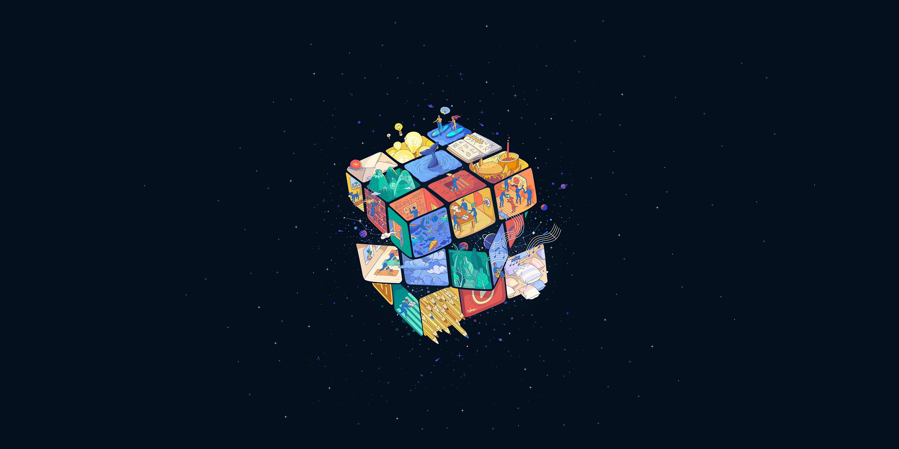 Artwork Digital Art Rubiks Cube 3000x1500