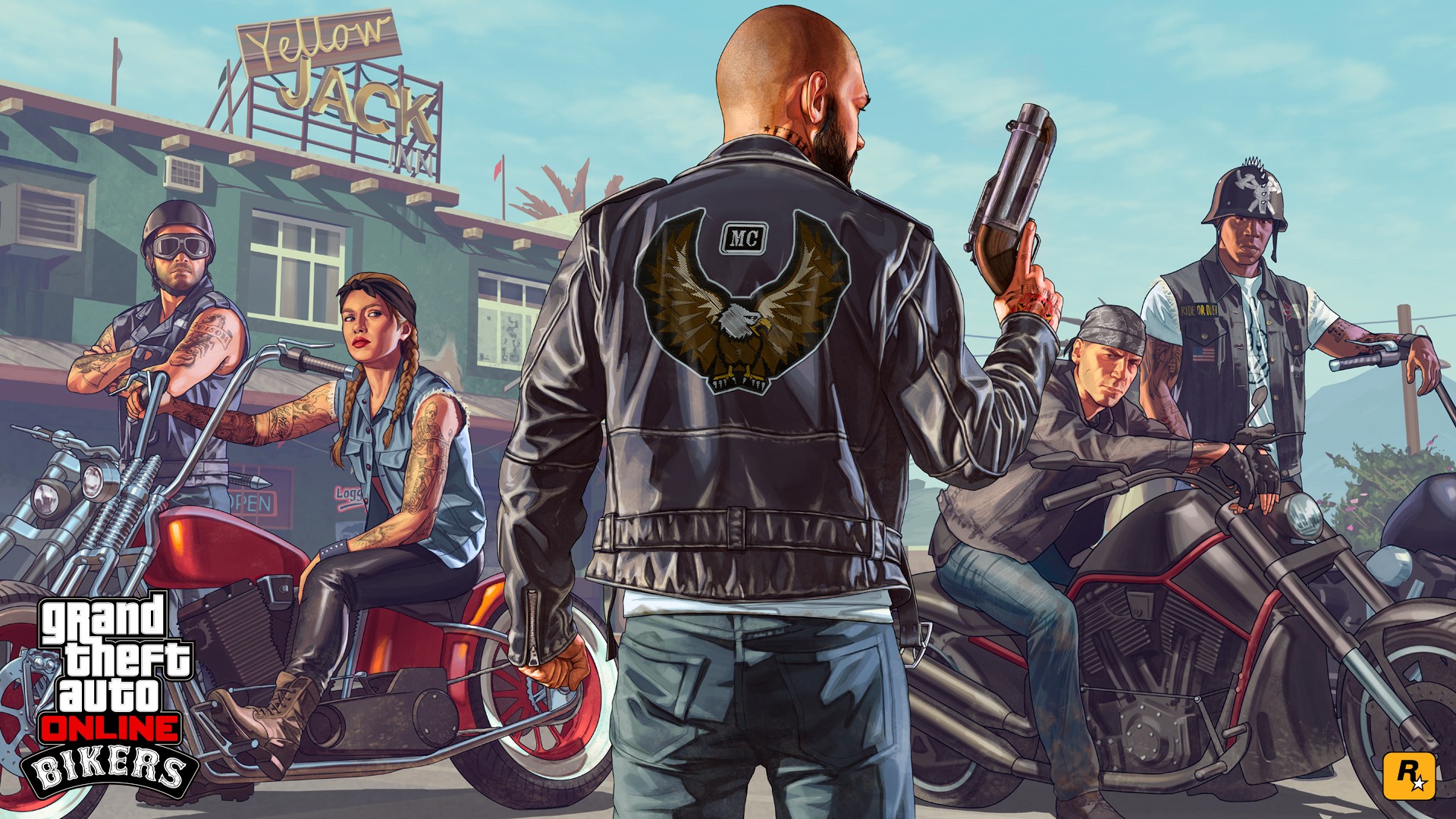 Grand Theft Auto Online Grand Theft Auto V Motorcycle Gun Tattoo Chopper Rockstar Games Bar 1920x1080