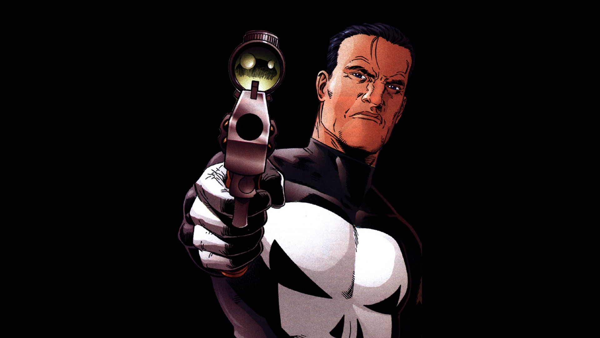 The Punisher Frank Castle Marvel Comics Illustration Black Background 1920x1080