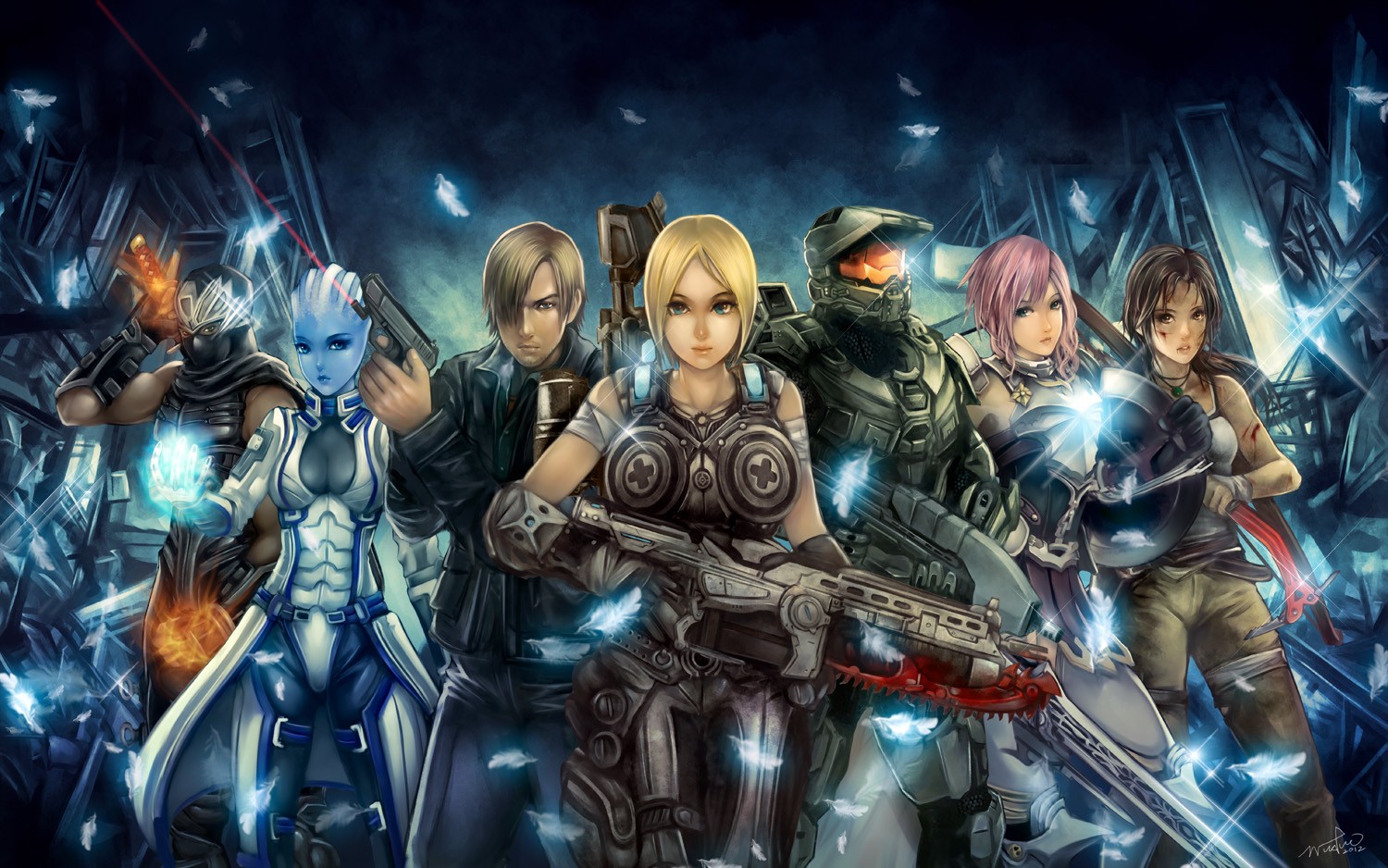 Claire Farron Lara Croft Master Chief Leon S Kennedy Gears Of War Mass Effect Halo Halo 4 Final Fant 1500x938