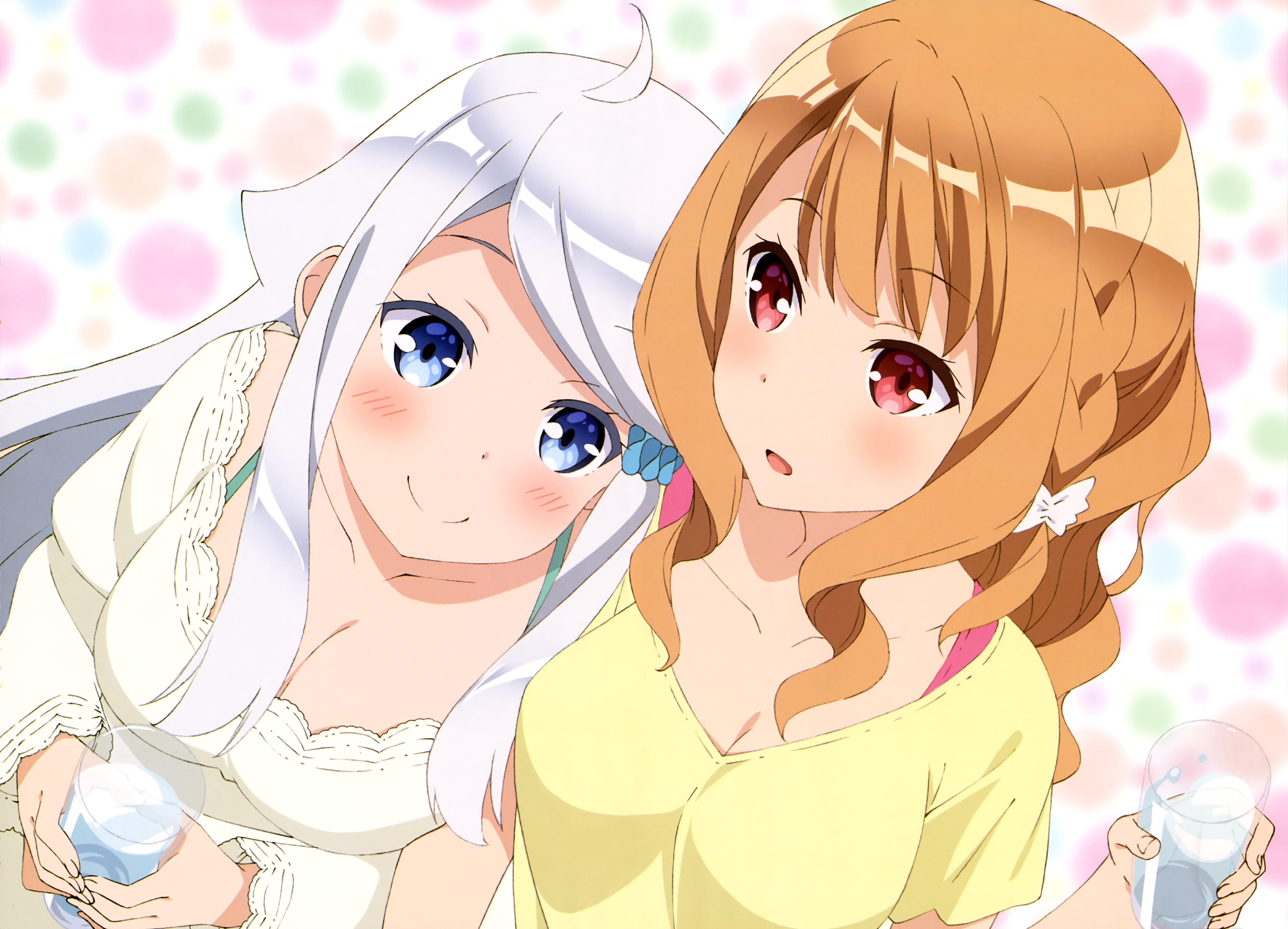 Anime Anime Girls Imouto Sae Ireba Ii Kani Nayuta Shirakawa Miyako Long Hair White Hair Smiling Blue 5678x4095