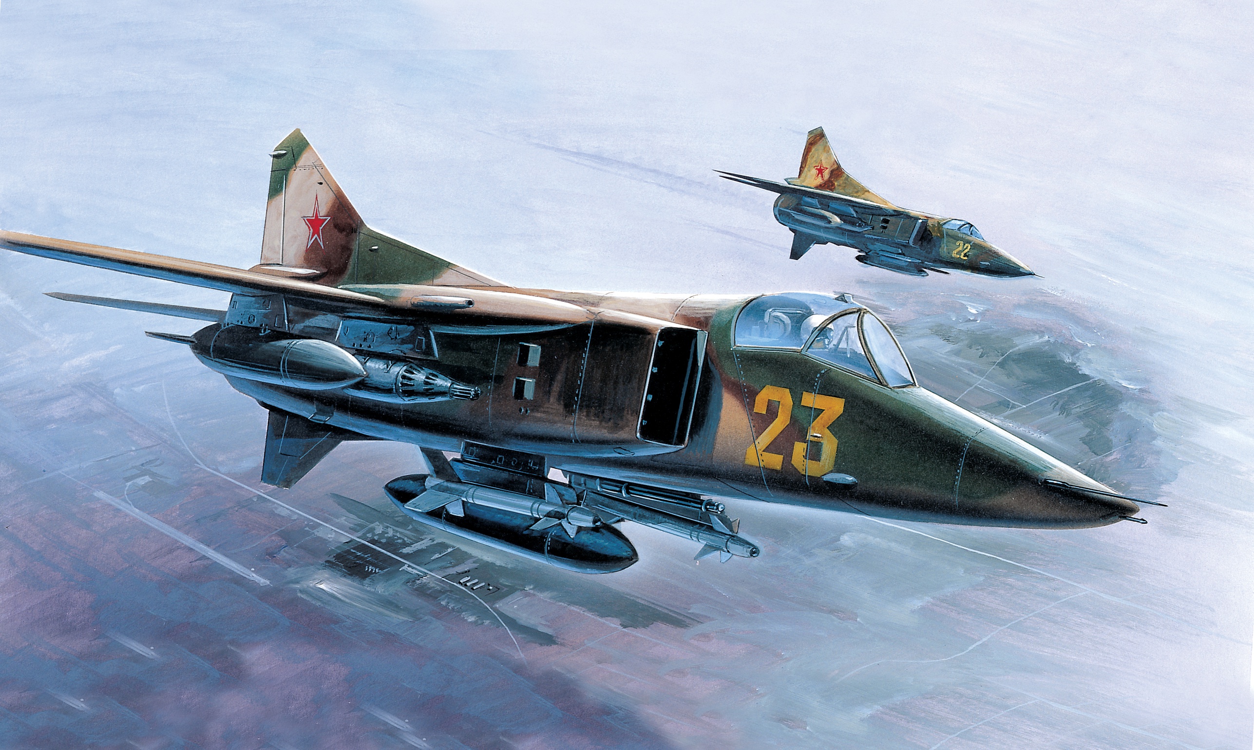 Aircraft Military Military Aircraft Vehicle Artwork MiG 23 MiG 27 2574x1541