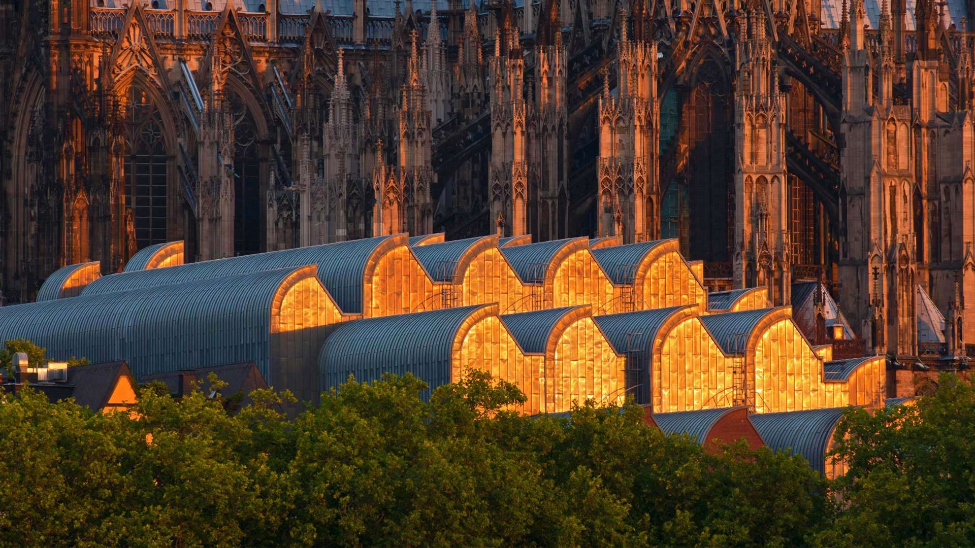 Architecture Building City Cityscape Cologne Cologne Cathedral Cathedral Germany Museum Trees Gothic 1920x1080