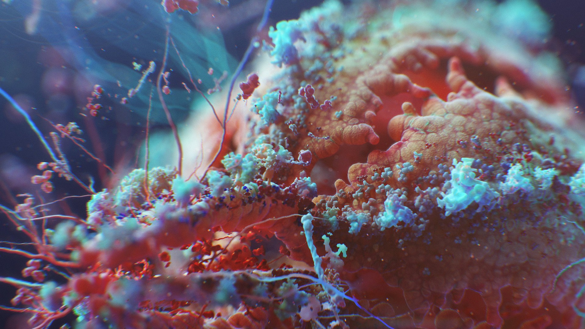 Digital Art Colorful Macro HiV Disease Cells 1920x1080